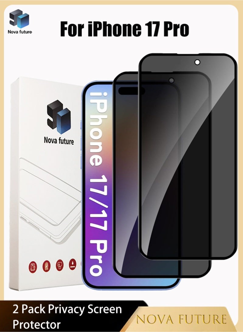 Nova future 2 Pack Privacy Screen Protector for iPhone 17/ iPhone 17 Pro,[30° Anti-Spy][9H Hardness][Anti Scratch][Bubble Free] Tempered Screen Protector for iPhone 17/17 Pro 6.3-Inch (Boxed, 2PCS) - Image 1